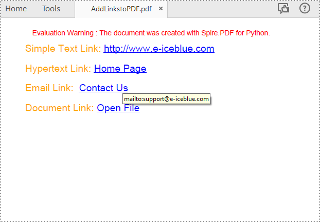 Python: Add Hyperlinks to PDF