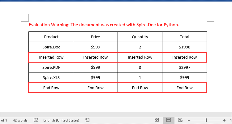 Python Add or Delete Table Rows and Columns in Word