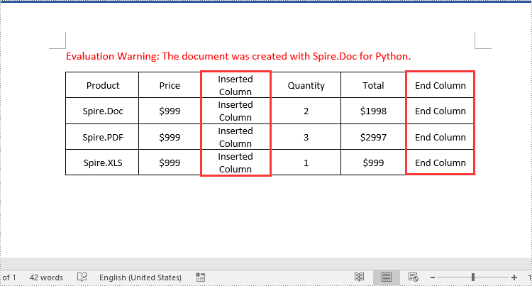 Python: Add or Delete Table Rows and Columns in Word