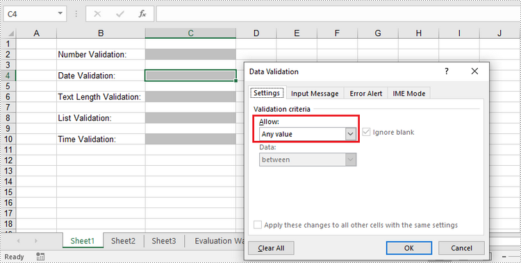 Python: Add or Remove Data Validation in Excel Cells