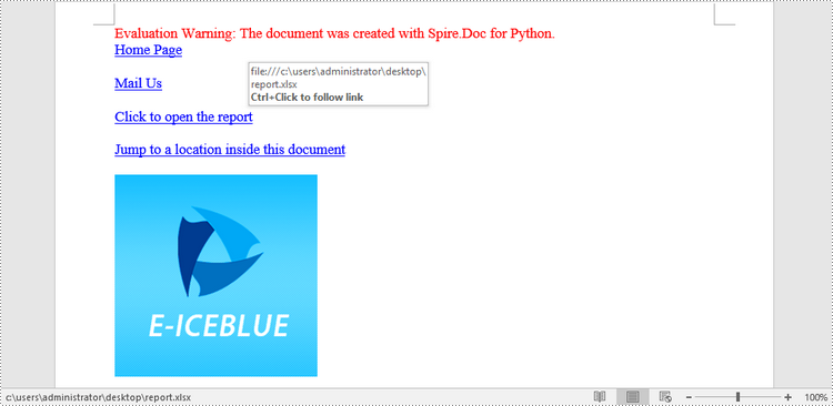 Python: Add or Remove Hyperlinks in Word Documents
