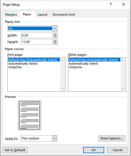 Python: Adjust the Page Size of a Word Document