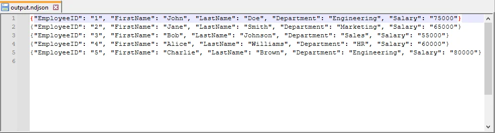 Python CSV to NDJSON example