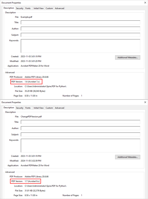 Python: Change PDF Version