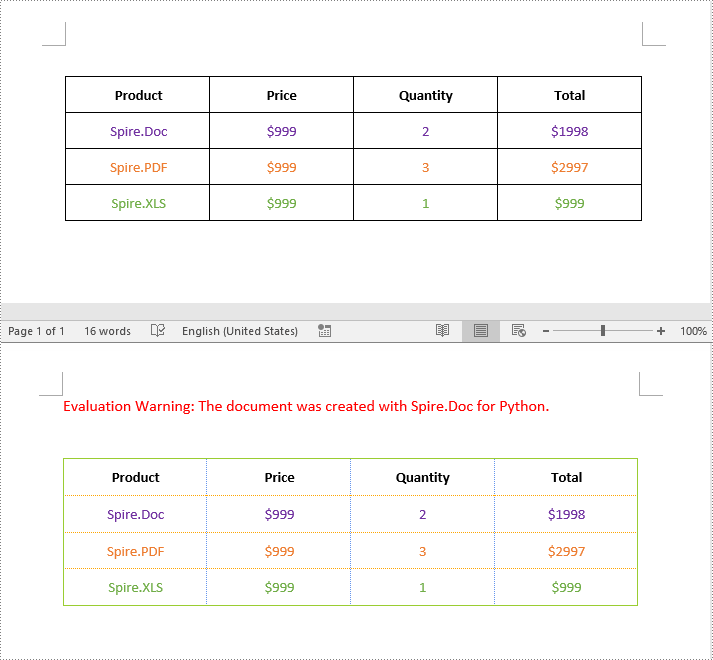 Python: Change or Remove Borders for Tables in Word