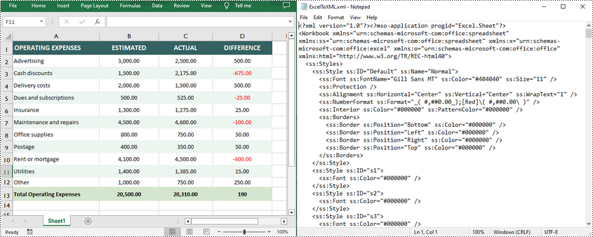 Python: Convert Excel to Open XML or Open XML to Excel