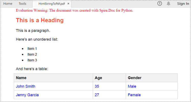Python: Convert HTML to PDF