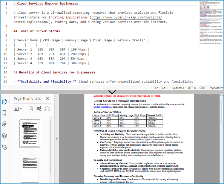 Python: Convert Markdown to PDF