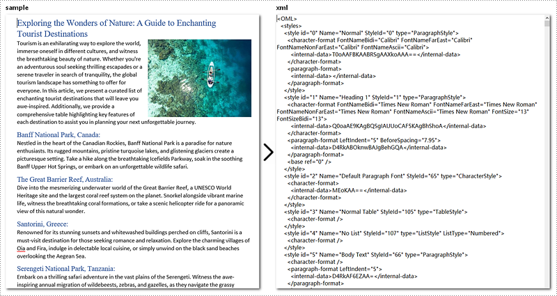 Python: Convert Word to XML, Word XML 