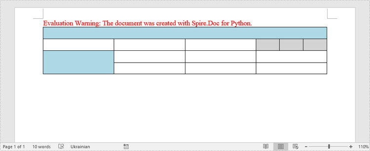 Python: Create Tables in a Word Document