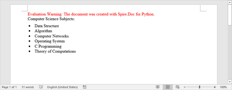 Python: Create Various Types of Lists in a Word Document