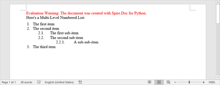 Python: Create Various Types of Lists in a Word Document