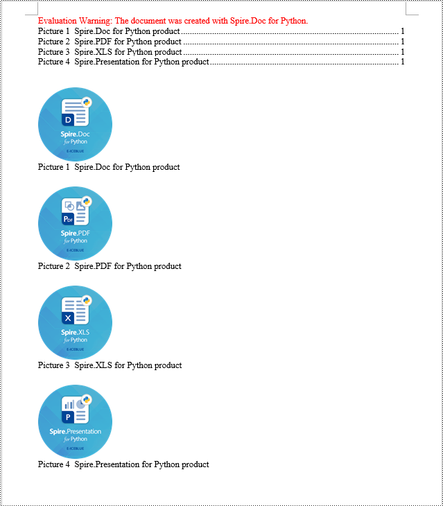 Python: Create a Table Of Contents for a Newly Created Word Document