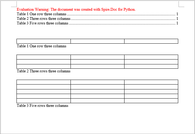 Python: Create a Table Of Contents for a Newly Created Word Document