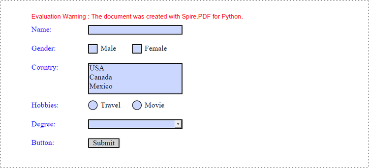 Python: Create or Fill in a Form in PDF