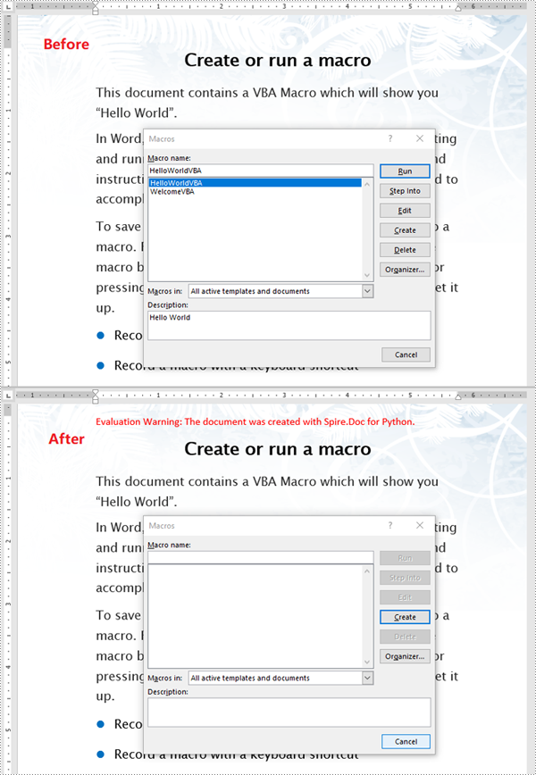 Python: Detect and Remove VBA Macros in Word Documents