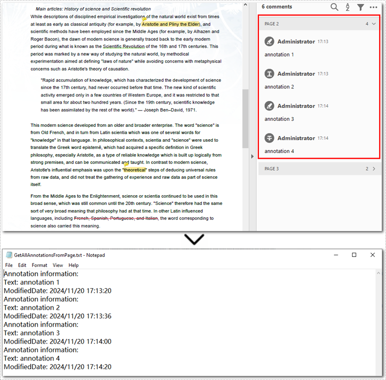 Export All Annotations on a PDF Page