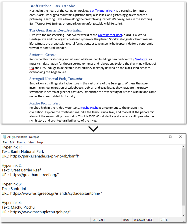 extract all hyperlinks from word documents