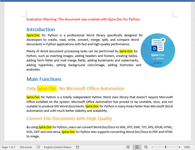 Python: Find and Highlight Text in Word