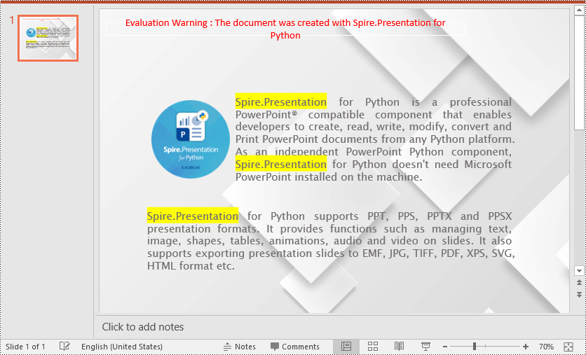 Python: Highlight Text in PowerPoint Presentation