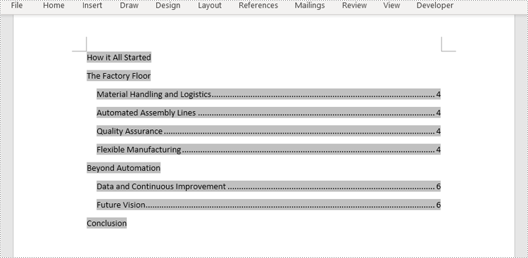 Python: Insert a Table of Contents into a Word Document