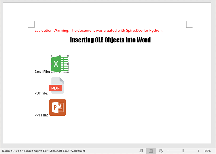 Python: Insert or Extract OLE Objects in Word