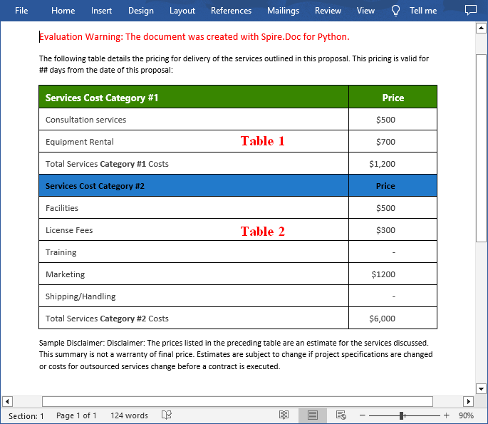 Python: Merge or Split Tables in Word