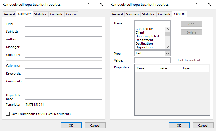 Python: Read or Remove Document Properties in Excel