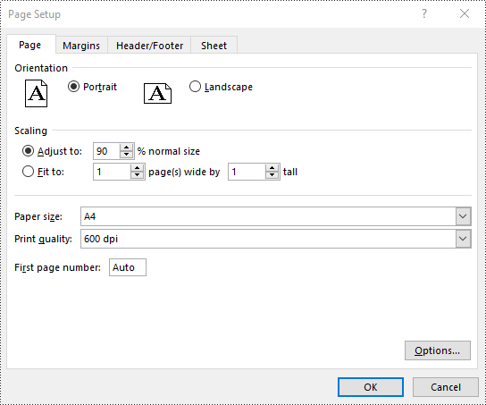 Python: Set Page Setup Options in Excel