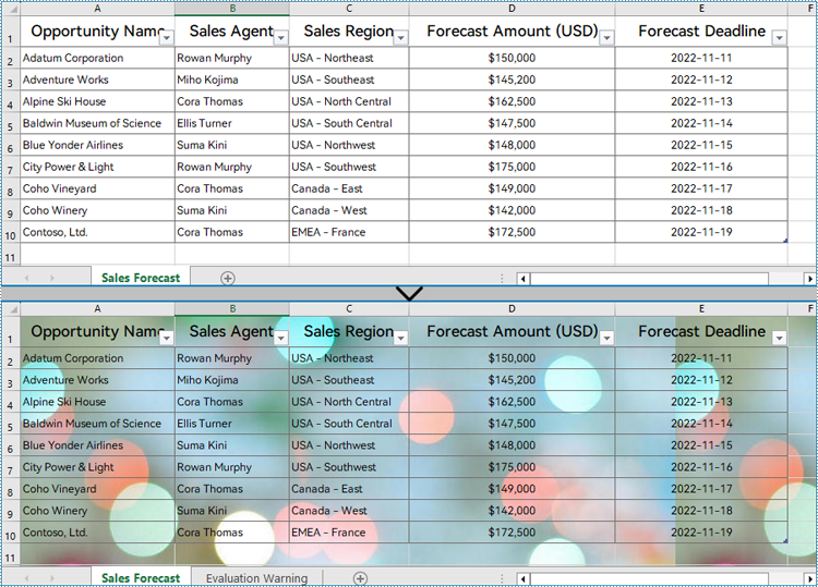 Python: Set the Background Color and Image for Excel Worksheets