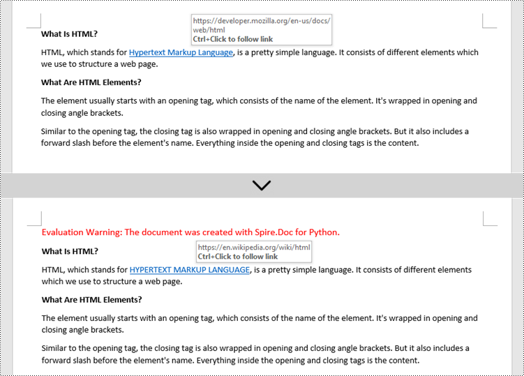 Python: Update or Change Hyperlinks in Word