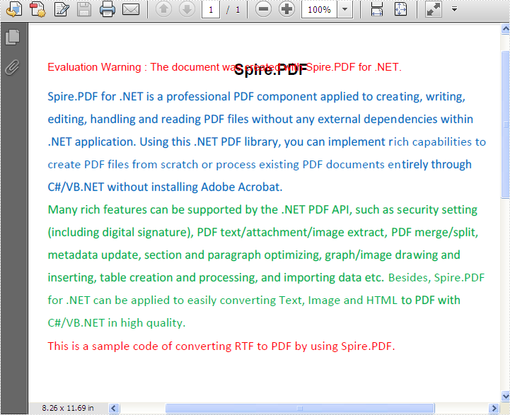 rtf to pdf converter for .net