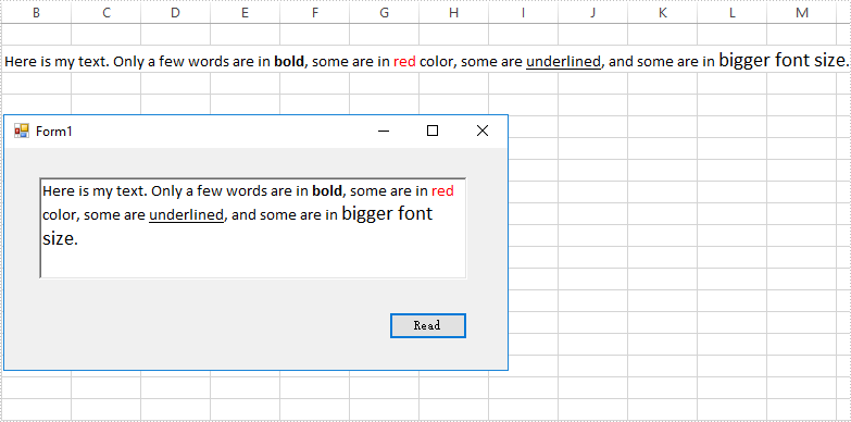 Read Rich Text from an Excel Cell in C#, VB.NET