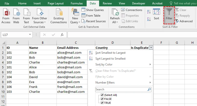 Apply a filter to your data