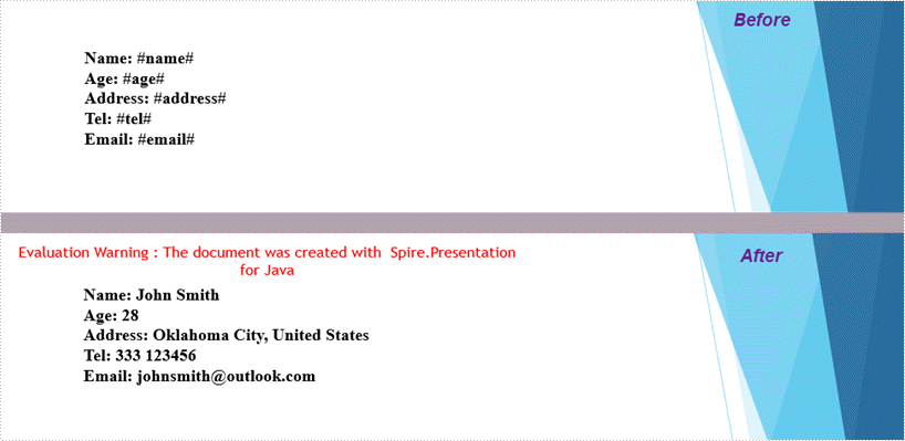 Replace Text in PowerPoint in Java