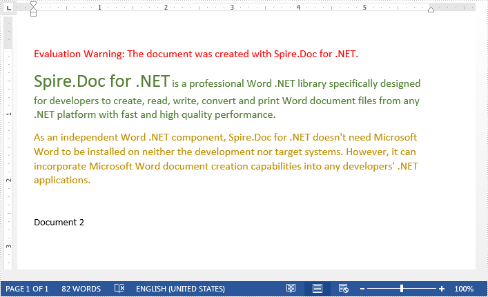 Replace Text with a Word document in C#