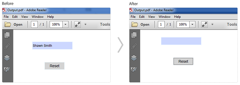 Reset the values of PDF form fields in C#