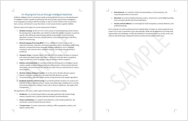 Documento Word risultante con la filigrana predefinita applicata