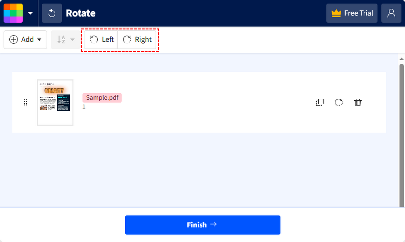 Rotating PDF pages using Smallpdf’s free online tool
