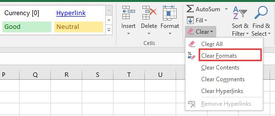 Select Clear Formats