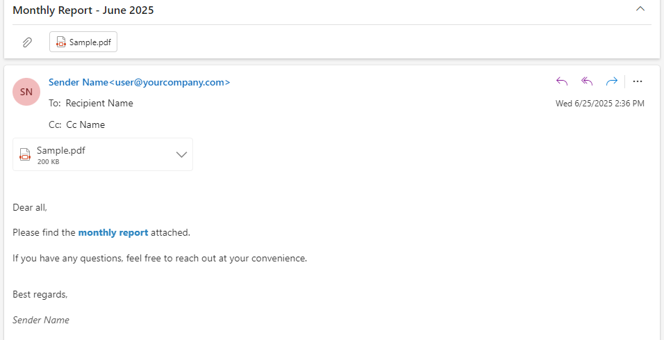 Preview of email with attachment sent using C#