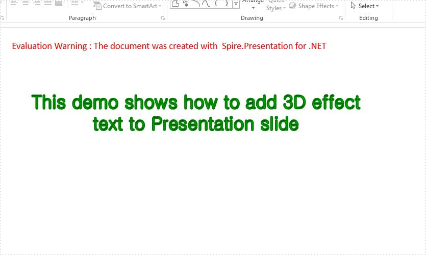 Set 3D effect for the text in PowerPoint in C#