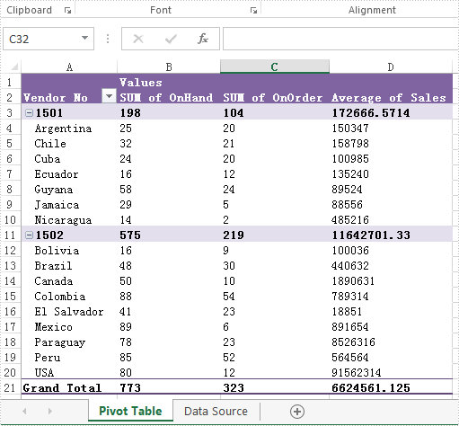 Set Data fields format on Excel PivotTable in C#