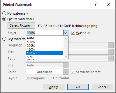 Imposta scala e sbiadimento immagine