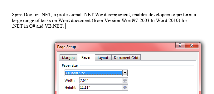 set paper size word