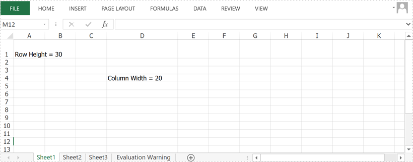 Set Row Height And Column Width In Excel In Java