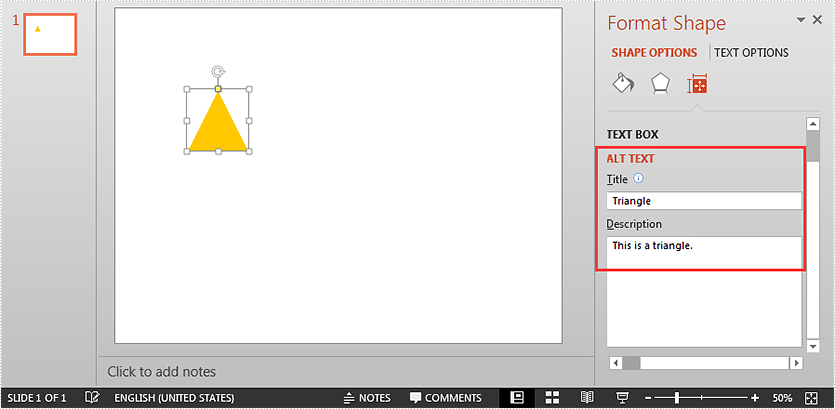 Set and Get Alternative Text (Alt Text) of PowerPoint Shapes in Java