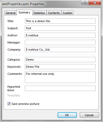 Set and Get Document Properties in PowerPoint in Java