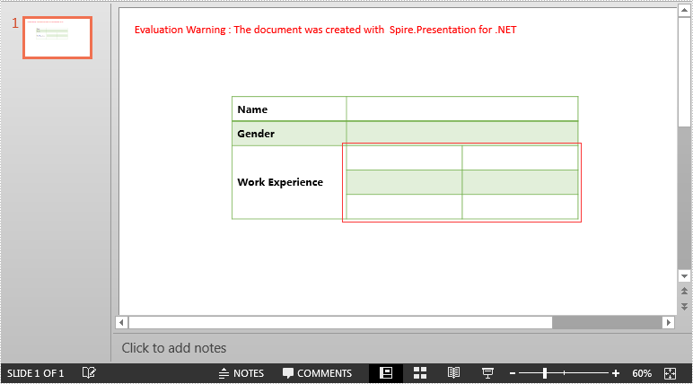 Split Table Cells in PowerPoint in C#