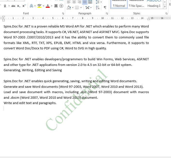 Add text watermark and image watermark to word document in C#